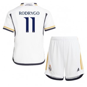 Real Madrid Rodrygo Goes #11 Replica Home Stadium Kit for Kids 2023-24 Short Sleeve (+ pants)